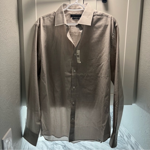 Tommy Hilfiger Other - Tommy Hilfiger Men's Tan and Blue Dress Shirt